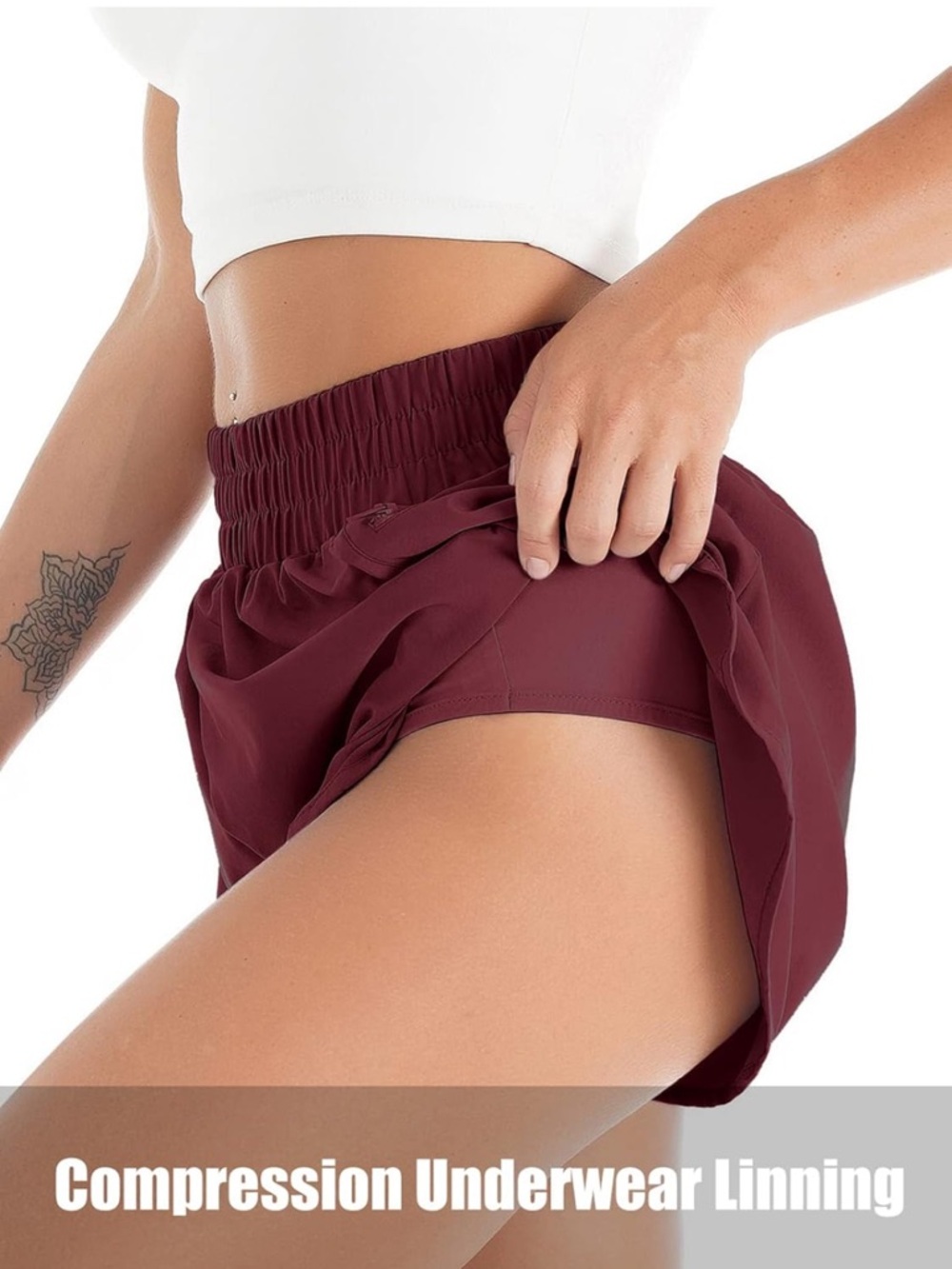 Blooming Jelly Women's Quick-Dry Running Shorts Dark Wine Red Size Medium - Picture 4 of 8